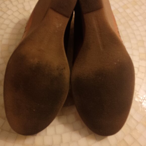 Vintage Tajer Braided Brown Leather Woven Round Toe Womens Wedge Heels 7.5B - Picture 3 of 3